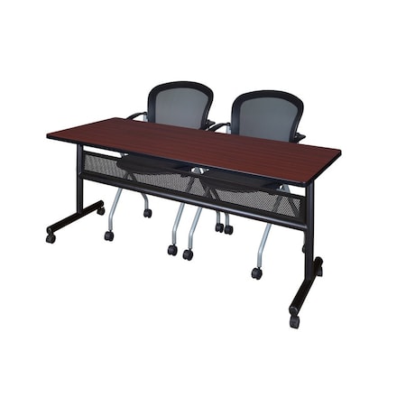 Kobe Rectangle FlipTop Table, 72" W, 29" H, Laminate Top, Mahogany MKFTM7224MH23BK